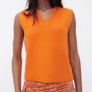 Zara bright orange sweater vest